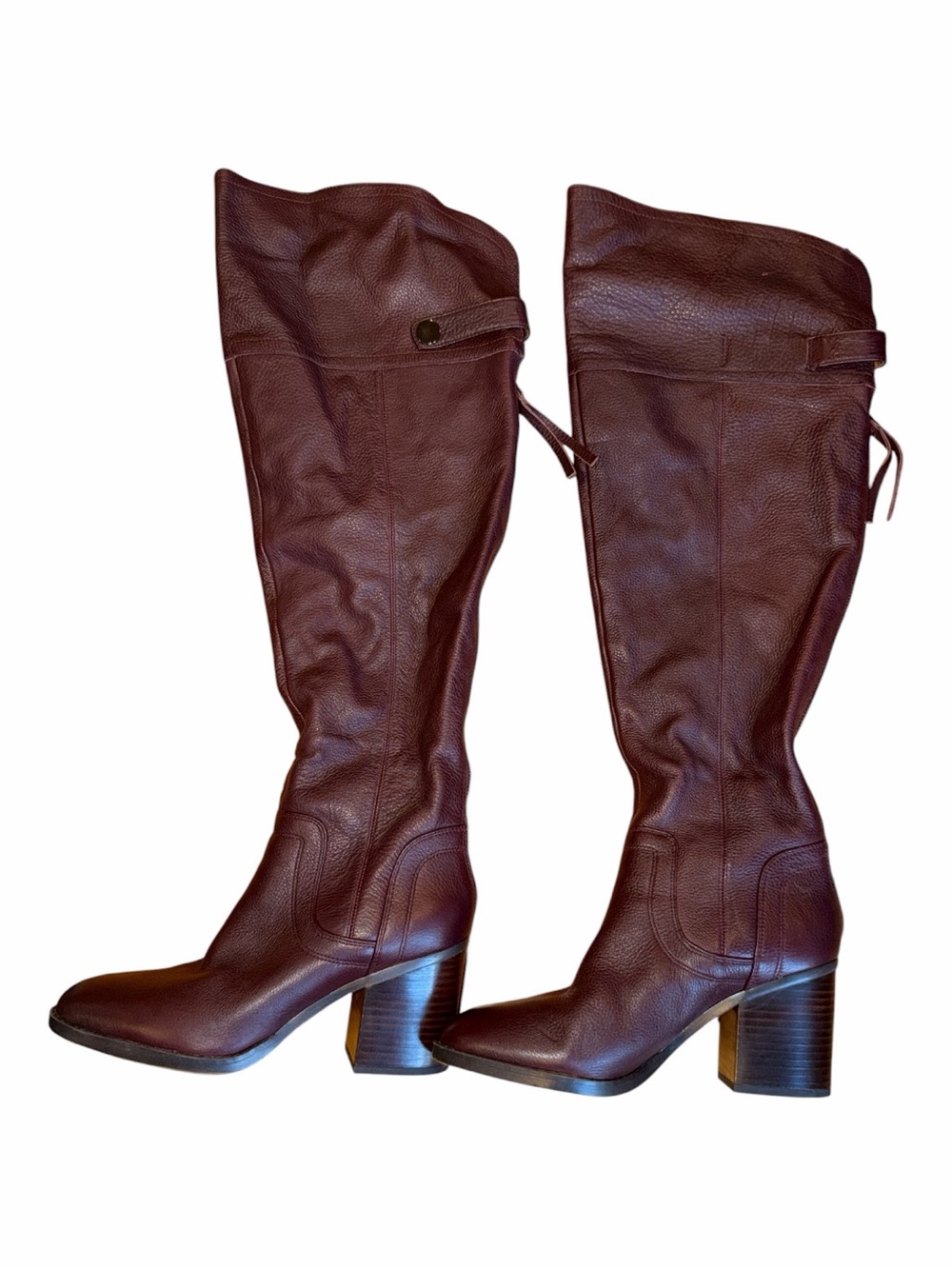 Franco Sarto Women’s Tall Brown Leather Heeled Riding Boots wide calf - Picture 3 of 6